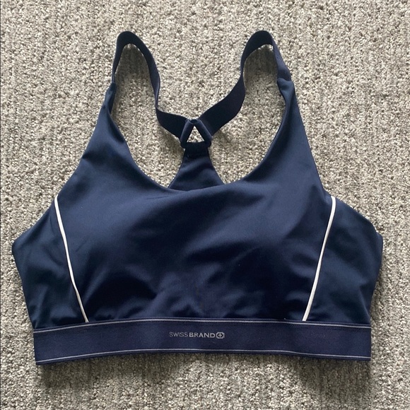 Blue Racerback Sports Bra with Moisture-Wicking Fabric - Picture 1 of 3